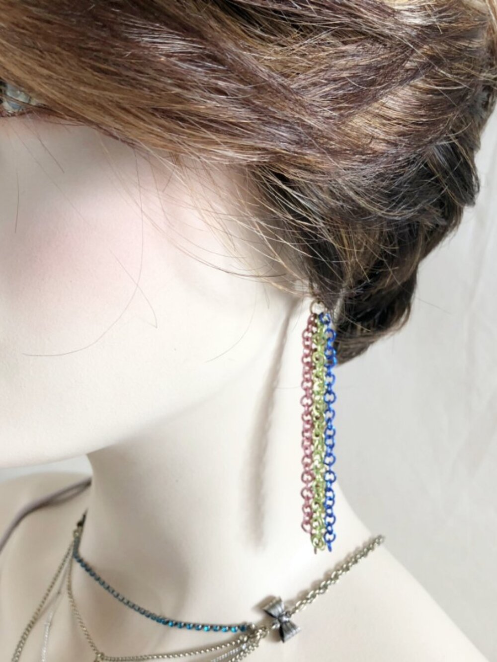 Retro Multicolor Chain Dangle Earrings
